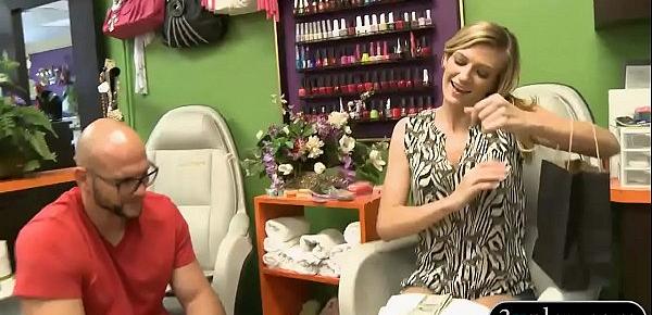  Petite blonde girl nailed in the salon for some money